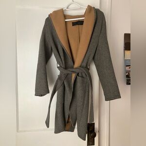 Zara Wool Blend 2-Tone Wrap Coat